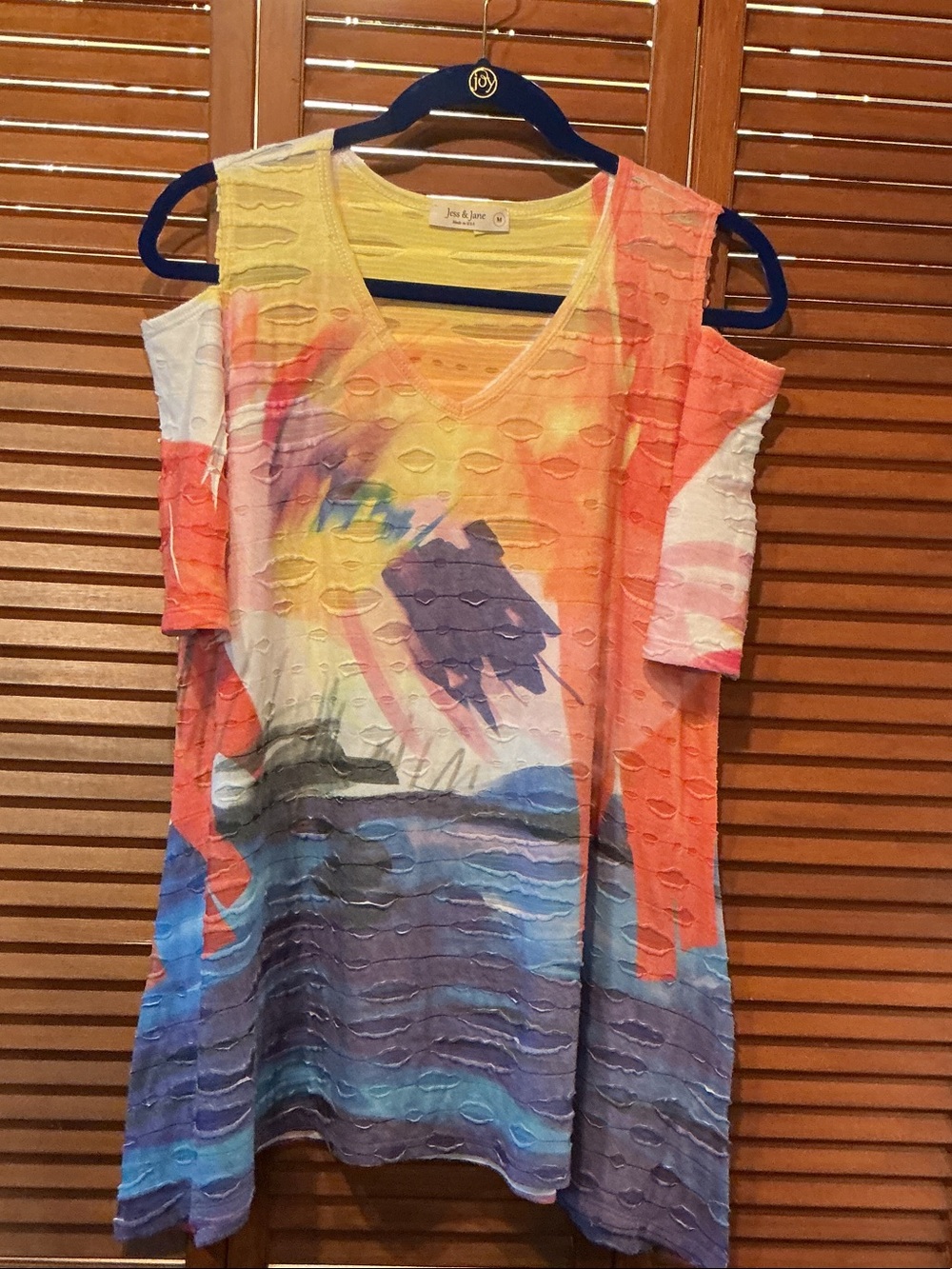 Multicolor Sunset Print Cold-Shoulder Tunic
